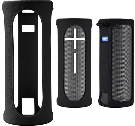 Yaowanguan Silicone Case for Ultimate Ears UE Boom 4 Portable Waterproof Bluetooth Speaker,Boom 4 Portable Travel Sleeve Protective Skin Cover w/Carabiner(Black)
