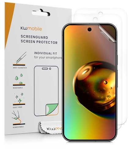 kwmobile 3X Displayschutzfolie kompatibel mit Google Pixel 9a Folie - klare Schutzfolien Set in transparent