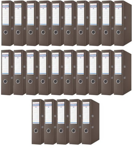 DONAU Master Ordner Breit 25er Pack/DIN A4 / 7,5 cm / 25 Stück/Braun/Kunststoffbezug PP/Carton Papier Schlitzordner Büroordner Aktenordner Ringordner/Grünen Punkt