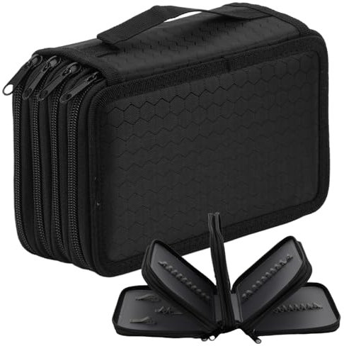 Estuche para Lápices de Dibujo con 72 Ranuras, Estuche de Lápices Oxford de Gran Capacidad de Cuatro Capas, Bolso Organizador de Bolígrafos de Colores con Cremallera para Estudiantes Artista (Negro)