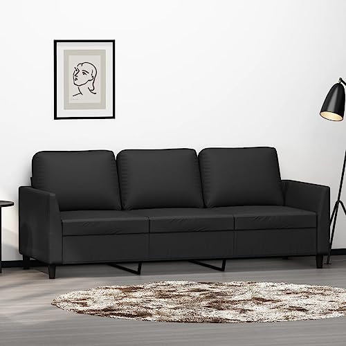 Xichuzi 3-Sitzer-Sofa Schwarz 180 cm Kunstleder, Sofas & Couches, Sofa Wohnzimmer, Sofa Für Jugendzimmer, Relaxsofa, Sofa Für Schlafzimmer, Polstersofa - 359338