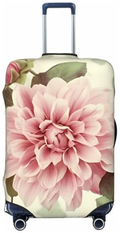 BWLHJKE Housse de bagage de voyage pour valise, approuvée TSA, lavable, élastique, belle housse de valise vintage à fleurs roses, anti-rayures, convient aux valises de 55,9 à 61 cm, Noir , L