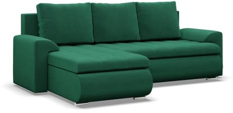 Mebligo - Ecksofa mit Schlaffunktion und 2 Bettkasten Dunkelblau 230x89x159 (BxHxT) FORESTA - Links Eckcouch, Sofas & Couches, Couch L Form, Cauchsofa, Sofa Wohnzimmer