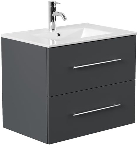 Lomadox Bad Badezimmer Gästebad Waschplatz Waschtisch Waschtisch 70 cm in grau