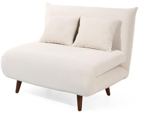 Bestmobilier - Lumi - Banquette Convertible clic-clac 1 Place en Velours côtelé, Beige