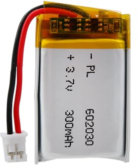 LiPo Akku 3,7V 300mAh 602030 mit JST-Kabel – Wiederaufladbarer Lithium Polymer Akku für Bluetooth-Lautsprecher, DIY-Projekte und Elektronikgeräte
