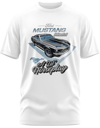 Ford Mustang Mach 1 Vintage T-Shirt Uomo, bianco, XL
