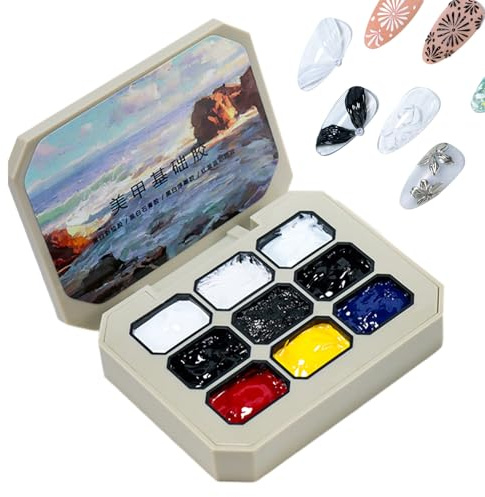 Cream Gel, Pastel Nail Polish, 10.8/9.1/2.3 Inches, Palette Set, Lasting Glossy Finish, Glide Brush Formula, Creative Salon Manicure for Home, Nails Shop, Dorm, School, White