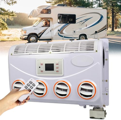 WOTZOV Climatizzatore da Tetto per Camper, climatizzatore da parcheggio, Telecomando per Camion, Auto elettrica per Camper.，White 24V