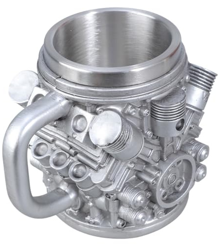 Zeizafa Stainless Steel Resin Insulated Coffee Mug with Engine Mechanical Detailing Beer Cup For Automotive Enthusiasts