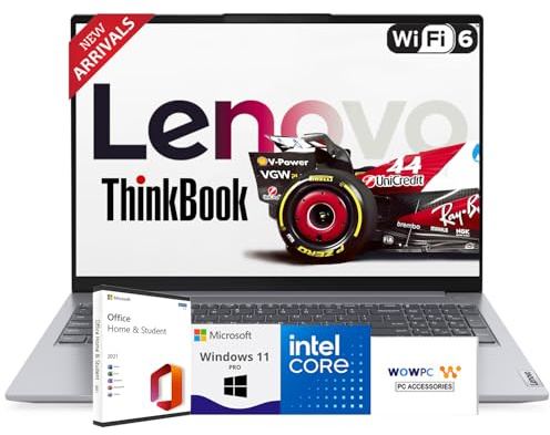 Lenovo Ordinateur portable Thinkbook Business 16 récemment sorti (édition 2025/2026) avec Microsoft Office, Intel 8 cœurs i5-13420H, 32 Go de RAM, SSD 1 To, design ultra silencieux, longue durée de