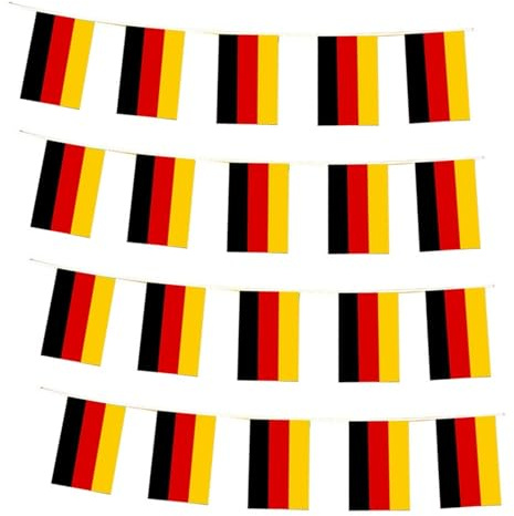 Deutschland Flaggen Set 20 Stück Schwarz Rot Gold, Wetterfeste Hängeflaggen 14x21 cm ca. 6.8 Meter für Gartenparty, Balkon, Sportevents und Feiern