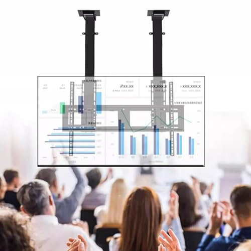 QICBYING Adjustable Electric TV Lift - Motorized Ceiling TV Mount With Remote Control, Telescopic Motorised Tv Bracket With Auto Lift, Fits 55-120 Inch Electric TVs Stand