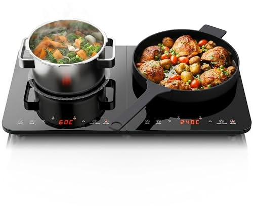 Arendo - Doppel Kochplatte Induktion 3500 Watt - 2 Induktionskochfelder - 10 Powereinstellungen - Sensor Touch Bedienfeld - Überhitzungsschutz - Automatische Erkennung der Topfgröße