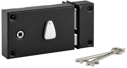 THIRARD - Serrure Horizontale en Applique 6 Gorges à Fouillot pour Entrée Droite - Axe 56 mm - Carré 7 mm - 140 x 88 mm - Noir - 2 Clés - Coffre et Gâche Acier Cambré