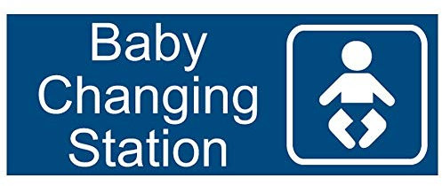 Baby Wickelstation Schild 20,3 x 7,6 cm mit Englisch und Symbol, Blau für Männer, Frauen, Unisex