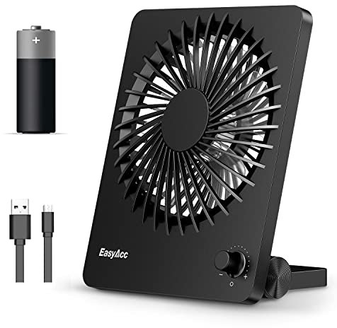 EasyAcc USB Rechargeable Fans 4-10 Hours Use Portable Silent Table Fans Mini Fan Office Powerful Wind for Home Bedroom Camping Travel