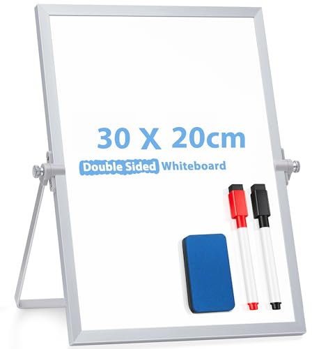 Magnetic Whiteboard Abwischbar für Schreibtisch,Magnetische tragbare doppelseitig beschreibbar Staffelei Whiteboard (30 x 20cm)