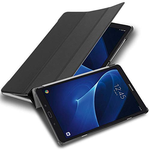 Cadorabo Custodia Tablet per Samsung Galaxy Tab A 2016 (10.1) SM-T585N / T580N in Nero Satin – Copertura Protettiva Molto Sottile di Similpelle in Stile Libro con Auto Wake Up e Funzione Stand