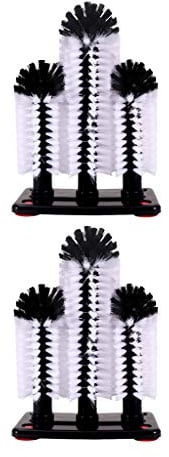 Fenteer 2pcs 3 Brush Washer Scrubber W/Suction Base Glass Cup Cleaning A