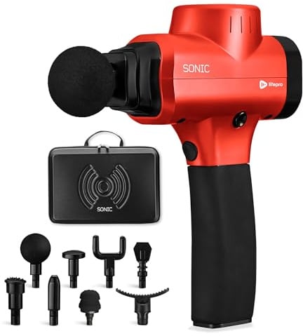 Lifepro Sonic Massage Gun Percussion Muscle Massager, 8 Heads & 5 Speeds