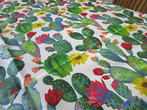 Pago Poco Tovaglia in Cotone Plastificato Disegno CACTUS 100% IMPERMEABILE Tutte le Misure MADE IN ITALY NOVITA' 2022-23!!! (140X180)