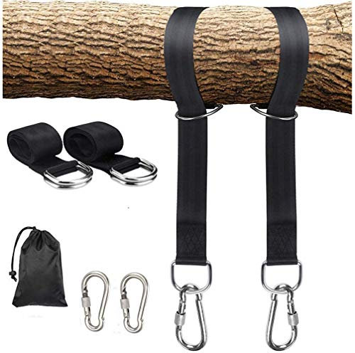 Tree Swing Hanging Straps,5/10ft Long Straps with 2 Heavy Duty Safety Lock Carabiner Hooks Holds Up to 2200lb, Polyester Straps Perfect for Garden,Swing,Tree Swing,Hammocks Black