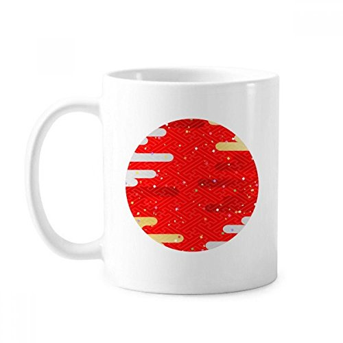Clouds Geometry Red Pattern Japan Mug Pottery Ceramic Coffee Porcelain Cup Tableware