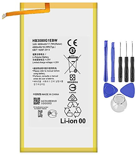 ELLENNE Akku kompatibel mit Huawei MEDIAPAD M1-M2 8.0-M3 Lite 8.0-T1 8.0 HB3080G1EBW 4800mAh mit Demontage-Kit im Lieferumfang enthalten