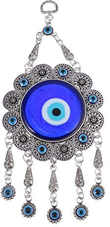 WINOMO Böser Augen Wanddeko Wandschmuck Deko Glücksbringer Blaues Türkische Auge für Schlafzimmer Auto Anhänger Ornament Amulett Geburtstag Ostern Party Wandbehang Blau 1