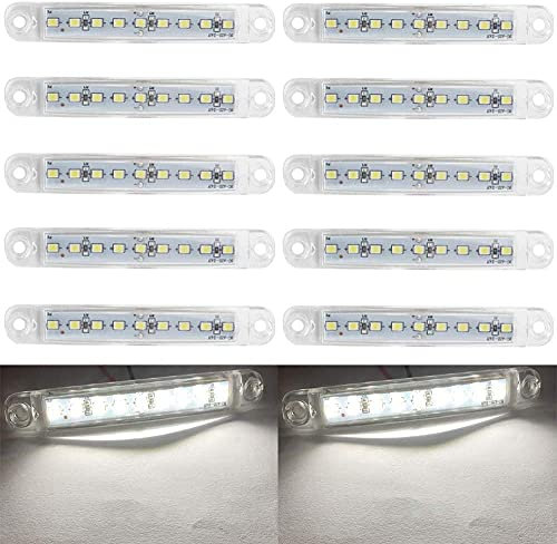 Seitenmarkierungsleuchten, 10 Stück Side Marker Lights Auto-Markierungsleuchten Autoseiten-Anzeigelampen 9SMD LED Vordere Heckleuchte Positionsleuchten 12V für Auto-Wohnmobil-LKW-LKW (Weiß)