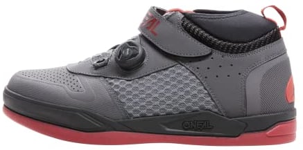 O'NEAL | Mountainbike-Schuhe | MTB Downhill Freeride | Vegan | SPD-Pedalplatten-kompatibel, Schnellschnür-System, atmungsaktiv | Session SPD V.22 Shoe | Erwachsene | Grau Rot | Größe 38