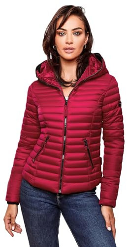 Navahoo B348 Giacca imbottita da donna, con cappuccio, per la mezza stagione, fucsia, M