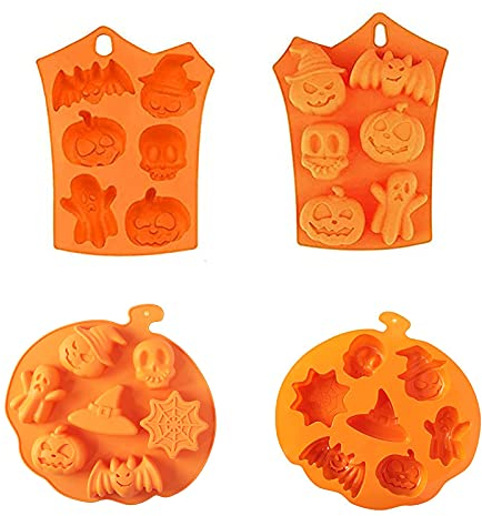 Ancuioyz 2 stampi in silicone per torta di Halloween,zucca,pipistrello,stampo per teschio,decorazioni per Halloween Stampo in silicone fai da te,utilizzato per realizzare torte,muffin,gelatine,budini