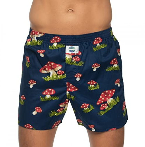 D.E.A.L International Boxershorts Blau mit Fliegenpilz Motiv