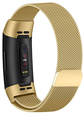 ZoRoll Armband für Fitbit Charge 4/Fitbit Charge 3/Fitbit Charge 3SE, Magnetisch Verstellbarer Ersatzband, Edelstahl Ersatzarmband Mesh Metall Uhrenarmband für Fitbit Charge 3/Charge 4/3SE - Gold