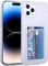 AMPLE Case for iPhone 14 Pro, Liquid Silicon Back Card Holder Phone Case, Ultra Slim Soft TPU Shockproof Case with Card Slot, Card Holder Sleeve, Wallet Card for iPhone 14 Pro (Clear)