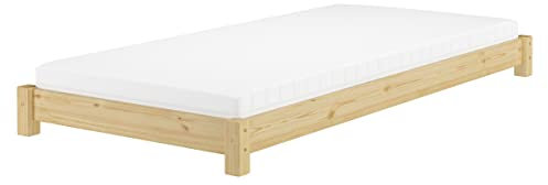 Erst-Holz®Niederflurbett Futonbett Einzelbett Bodenbett 90x200 Kiefer massiv wählbares Zubehör V-60.51-09Rollrost und Matratze inkl.