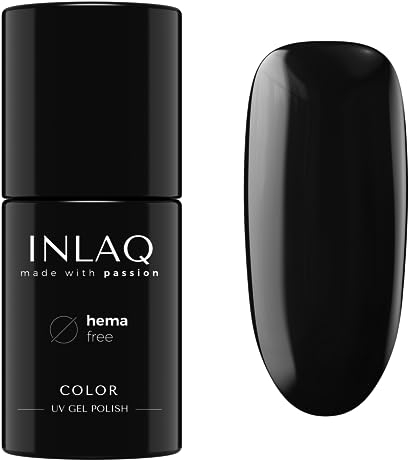 INLAQ® UV Nagellack Schwarz - 6 ml Hema Free - Langlebiger UV Lack - Nail Polish - Glamour Kollektion - Gelnägel - Shellac Gel - Gellack ohne Hema | 1034- Black Dress