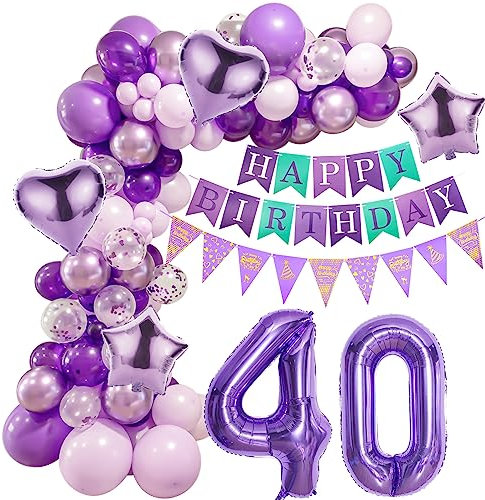 Donna 40 Anni Palloncini viola, Ghirlanda Palloncini 40 Anni Donna, Decorazioni 40 anni Compleanno viola, Palloncini Compleanno 40 Anni compleanno viola, Decorazioni 40 Anni compleanno Donna