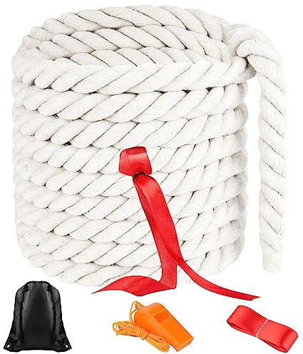 NEBURORA Seil zum Tauziehen, für Kinder und Erwachsene, Outdoor-Spiele, Feldtag, Familientreffen, Sommer, Außenbereich, Hof, Rasen, Camping, Picknick, Karneval, Partyspiele, Beige, 6 m