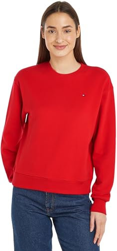 Tommy Hilfiger Reg Flag On Chest Swtshrt Ww0Ww41246, Felpa, Donna, Rosso (Fierce Red), XXS