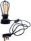 Retro Desk Lamp with Plug in Pendant Switch, E27 Socket Table Light Reading Bedside Edison Wrought Iron Accent Lamp Steampunk Metal Indoor Lamp Stand (Black + Bulb)