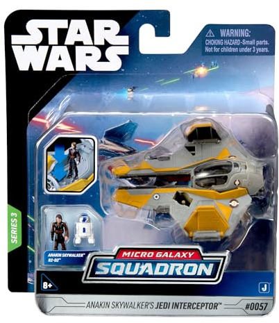 Bizak Star Wars Micro Galaxy Squadron Intercepteur Jedi Anakin Skywalker - Véhicule de 8 cm avec 2 Figurines de 2,5 cm (62610035)