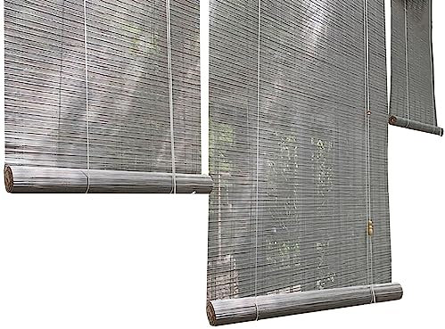Bambusrollo Rollo Verdunkelungsrollo Graue Außenrollos für Terrasse, Veranda, Pergola mit Haken, 60cm/80cm/100cm/120cm/140cm/150cm/160cm breit, Außenrollos, Fensterrollo ( Size : 160x260cm(63x102.4)