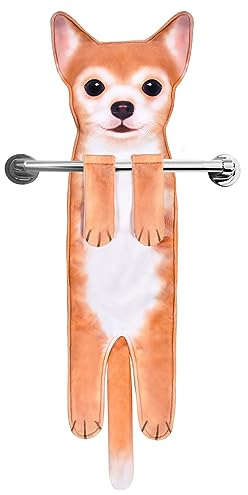 Chihuahua Dog Funny Hand Towels for Bathroom Kitchen -Cute Decor Dog Dad Mum Women Fathers Mothers Day Valentine Gifts Decorative Hanging Washcloths Face Towel -New Home Gifts for Dog Lovers.