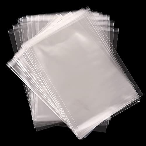 A5 Clear Self-adhesive Bags 100 Pack, Self Sealing Cellophane Display Bags/Sealable Bags, Food Safe, Cello Bags OPP for Cookies,Cards,Envelopes,Pictures (15.5 * 21CM)