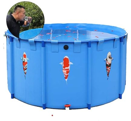 Piscine Fuori Terra, Acquario Pool Pond con Valvola di Scarico, Tela PVC con Struttura in Acciaio for Stagni Serbatoio for Pesci Koi Pesce Rosso (Color : Blue, Size : 2x1m)