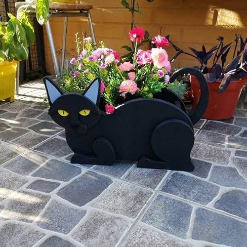 Macetero con Forma de Gato, Macetero de Madera, Maceteros Grandes, Maceteros para Gatos Elevados Al Aire Libre para Plantas de Interior Y Exterior, Suculentas, Macetas para Gatos para Jardín,(#3)