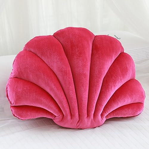 OUKEYI“ Muschelkissen, Muschelförmige Akzent-Wurfkissen, süßes Muschelkissen für Sofa, Bett, Couch, Stuhl, Zuhause, Wohnzimmer, Schlafzimmer, Büro, Kissen, Bodenkissen (33 x 25,4 cm) (Rosenrot)